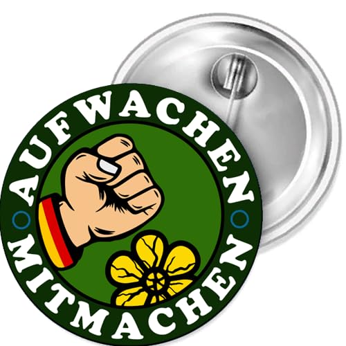 Aufwachen Mitmachen Rette Deine Heimat Button 25 mm von Sammys Shirt Store