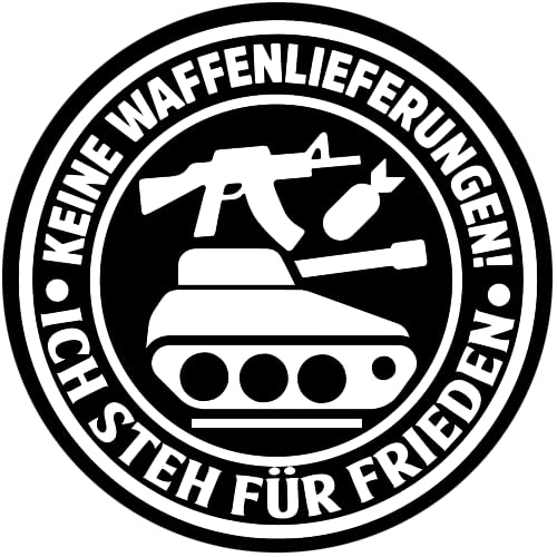 Keine Waffenlieferungen Ich steh für Frieden Aufkleber 10 cm von Sammys Shirt Store