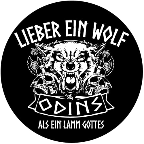 Lieber ein Wolf Odins als ein Lamm Gottes rund Aufkleber 10 cm von Sammys Shirt Store