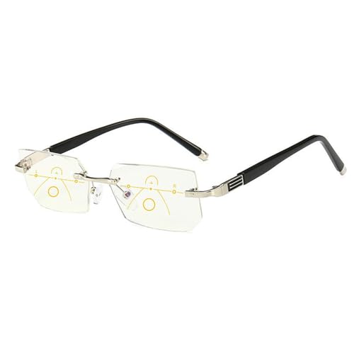 Libiyi Intelligent Reading Glasses, Dotmalls Intelligente Lesebrille, Intelligente Dual-Fokus-Lesebrille, Anti-Blau-Lesebrille für Männer Frauen mit doppeltem Fokus (Silver b) von Samnuerly