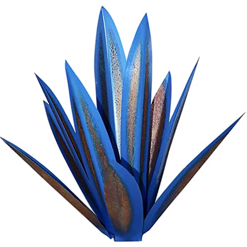 Samnuerly 65 cm Groß Tequila Rustikale Skulptur Tequila Rustikale Skulptur 9 Blätter Metall Agave Pflanze Garten Pflanze Ornament Eisenkunst Pflanze Wohnkultur (Royal Blue), (ID0121) von Samnuerly