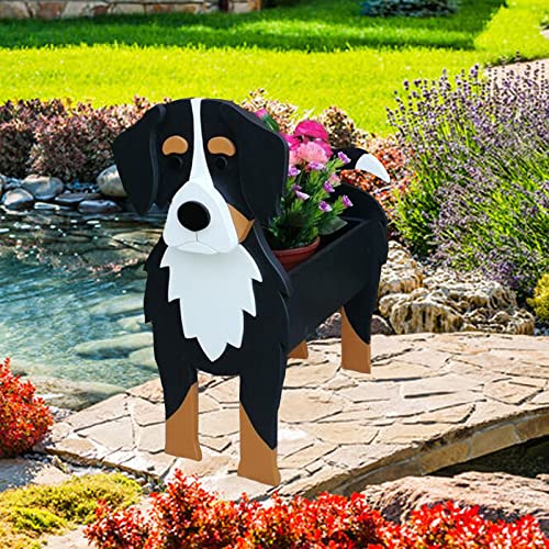 Samnuerly Hund Blumentopf Berner Sennenhund Hund Pflanzgefäß Mit Drainage, Innen/Außenbereich Blumentöpfe PVC Rechteckig 25×43×54cm Tier Blumentöpfe von Samnuerly