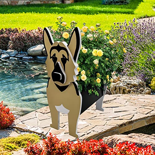 Samnuerly Hunde-Pflanzgefäß Blumentopf Für Innen/außengarten, Hunde-Blumentopf Mit Drainage, Schäferhund 25×43×54cm Gartentöpfe Dekorationen Heimdekoration von Samnuerly