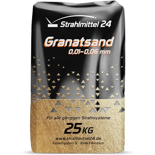 25 kg Granatsand Strahlmittel (Granatsand Strahlmittel, 350 mesh 0,01-0,06 mm) - Mehrwegstrahlmittel zum Sandstrahlen, zur Graffitientfernung, Sanierung von Sandstein von Samore