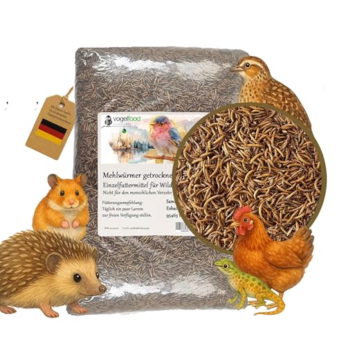 Samore 5 kg Mehlwürmer getrocknet - Vogelfutter Fisch-Futter Nager Vögel Reptilien Igel von Samore