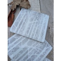 Untersetzer Aus Geschmolzenem Glas Silhouette Forest Design von Samphireglass
