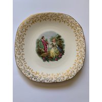 Vintage Alfred Meakin Paar Teller, Gold Umrandete Dekorative Platte, England Rand Blumen Platte von SamsFunkyFinds