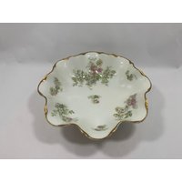 Vintage Haviland Limoges Schleiger Wildflower Footed Bowl, Gold Scolloped Und Patterned Edged Servierschüssel, Seltene Vintage Haviland Limoges Schleiger Wildflower Footed Bowl, Gold Scolloped Und Patterned Edged Servierschüssel, Seltene von SamsFunkyFinds