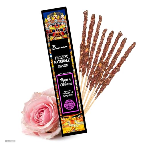 Peruanischer Weihrauch in Stäbchen Rose und Olibanum - 100% natürliche Körner und Kräuter - handgefertigt in Peru von Samsara
