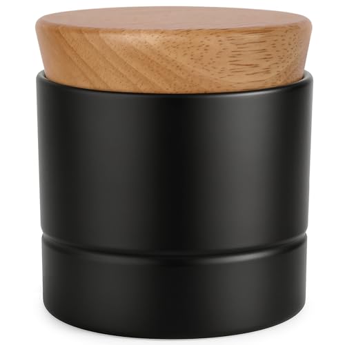 Samseel Butterdose aus Porzellan, mit Wasserlinie und dickem Holzdeckel, französische Butterdose für die Arbeitsplatte, zum Streichen, Mattschwarz Samseel Butterdose aus Porzellan, mit Wasserlinie und dickem Holzdeckel, französische Butterdose für die Arbeitsplatte, zum Streichen, Mattschwarz von Samseel