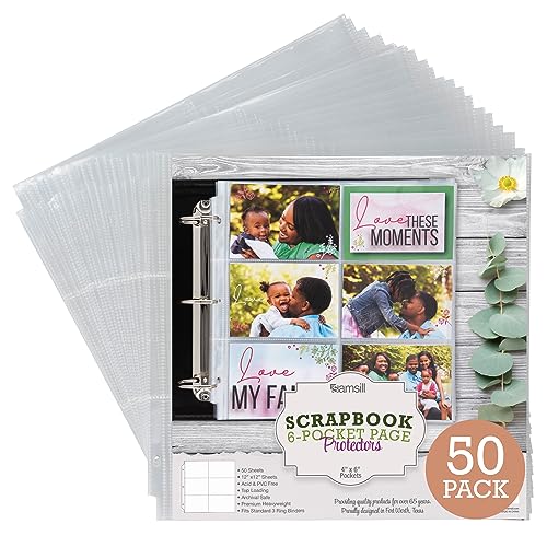 Samsill 50 Pack 12 x 12 Inch Scrapbook Refill Page Protectors, Ultra Clear, Archival Safe, 6 Pockets Hold 4 x 6 Inch Photos, Used with 3 Ring 12 x 12 Scrapbook Album Samsill 50 Pack 12 x 12 Inch Scrapbook Refill Page Protectors, Ultra Clear, Archival Safe, 6 Pockets Hold 4 x 6 Inch Photos, Used with 3 Ring 12 x 12 Scrapbook Album von Samsill