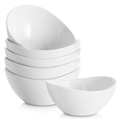 Samsle Kleine Servierschalen aus Porzellan, 284 ml Dessertschalen für Eiscreme, Snacks, Vorspeisen, Süßigkeitenschalen, spülmaschinenfest, langlebige Keramik-weiße Schüssel für Party, 6 Stück von Samsle