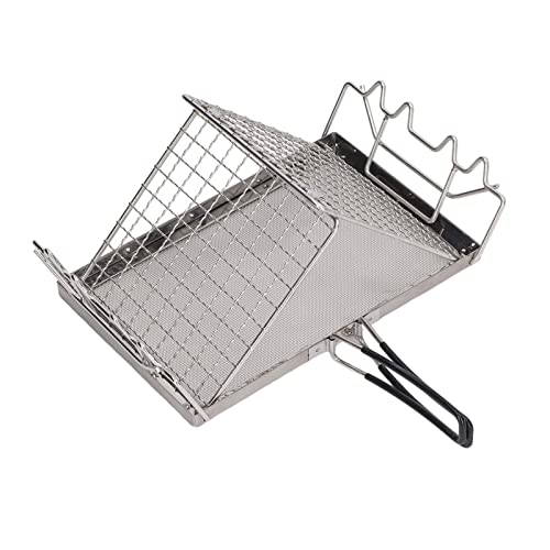 Samst Klappbarer Campingkocher Toaster, Faltbarer Tragbarer Edelstahl-Camping-Toaster-Grillständer, Outdoor-Toast-Brot-Toaster-Halter-Rack für Herdplatten-Rucksack-Picknick von Samst