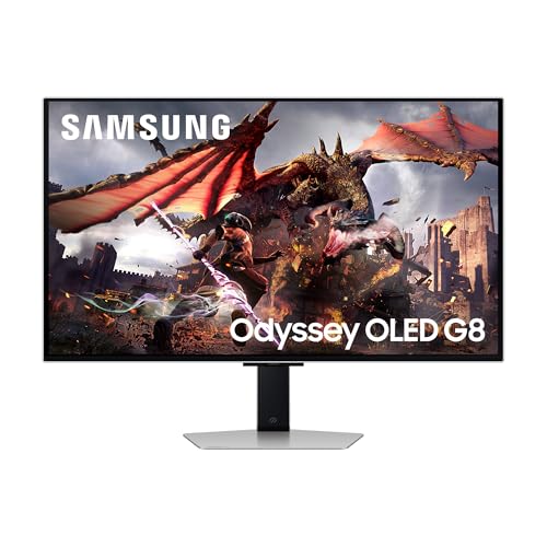 Samsung Odyssey G80SD OLED Gaming Monitor, 32 Zoll, 4K AI Upscaling, UHD Bildschirm, 3.840 x 2.160, 240 Hz, Reaktionszeit 0,03 ms (G/G), Nvidia G-Sync und AMD FreeSync Premium Pro, LS32DG800SUXEN von Samsung