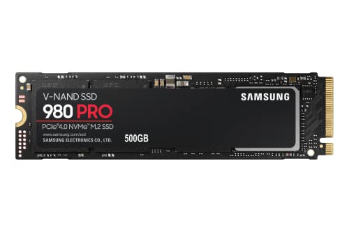 Samsung 980 PRO NVMe M.2 SSD, 500 GB, PCIe 4.0, 6.900 MB/s Lesen, 5.000 MB/s Schreiben, Interne SSD für Gaming und Videobearbeitung, MZ-V8P500BW von Samsung