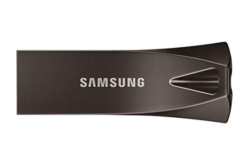 Samsung BAR Plus USB-Stick Typ-A, 128 GB, 400 MB/s Lesen, 60 MB/s Schreiben, widerstandsfähiger USB 3.1 Flash Drive mit Schlüsselring, Titan Gray, MUF-128BE4/APC von Samsung