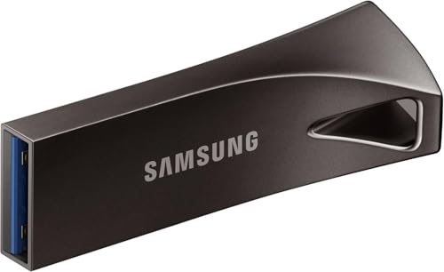 Samsung BAR Plus USB-Stick Typ-A, 64 GB, 200 MB/s Lesen, 30 MB/s Schreiben, Widerstandsfähiger USB 3.1 Speicherstick mit Schlüsselring, Titan Gray, MUF-64BE4/APC von Samsung