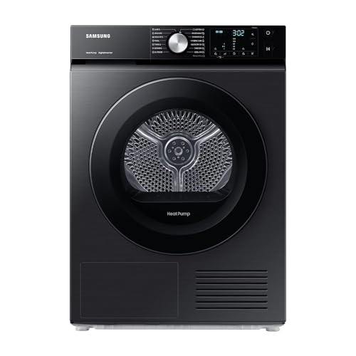 Samsung DV90BBA245AB/EG Bespoke Wärmepumpentrockner, 9 kg, Hygiene+, Optimal Dry - Sensorgesteuertes Trocknen, 2-in-1 Komfortfilter, Super Kurz 35‘, Digital Inverter Motor, Schwarz von Samsung