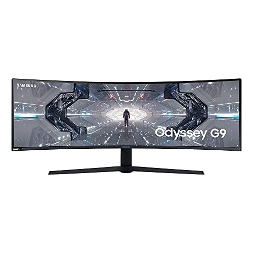 Samsung Odyssey G9 Curved Gaming Monitor C49G94TSSP, 49 Zoll, VA-Panel, QLED, DQHD-Auflösung, AMD FreeSync Premium Pro, G-Sync kompatibel, Reaktionszeit 1 ms, Krümmung 1000R, Bildwiederholrate 240 Hz von Samsung
