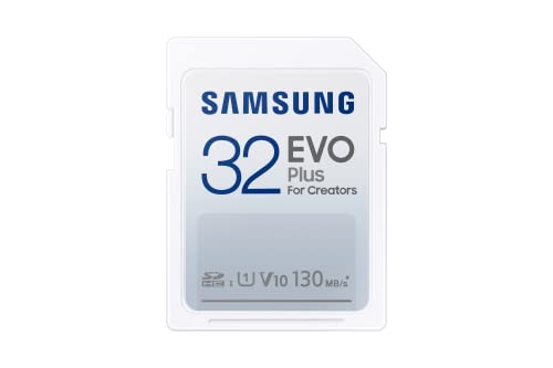 Samsung EVO Plus SD-Karte, 32 GB, SDXC UHS-I U1, Full HD, 130 MB/s Lesen, Speicherkarte für Spiegelreflexkameras und Systemkameras, MB-SC32K/EU von Samsung