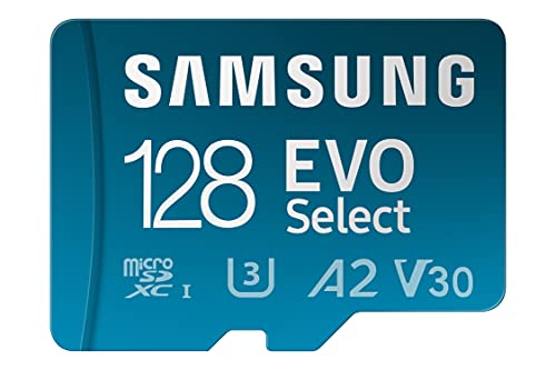 Samsung EVO Select (2024) microSD-Karte + SD-Adapter, 128 GB, Speicherkarte für Smartphone und Tablet, UHS-I U3, 4K UHD, Full HD, 160 MB/s Lesen, MB-ME128SA/EU von Samsung