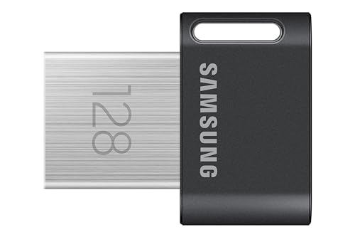 Samsung FIT Plus USB-Stick Typ-A, 128 GB, 400 MB/s Lesen, 60 MB/s Schreiben, kompakter USB 3.1 Flash Drive mit Schlüsselring, Gray, MUF-128AB/APC von Samsung