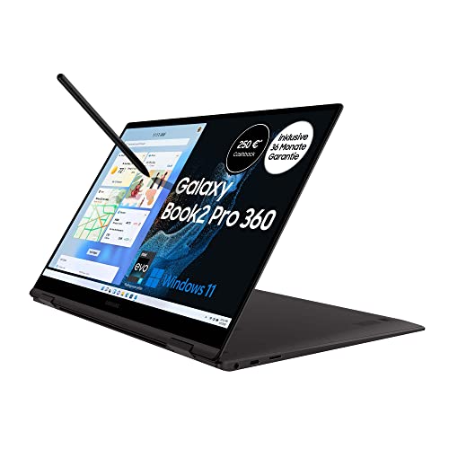 Samsung Galaxy Book2 Pro 360 39,62 cm (15,6 Zoll) Notebook (Intel Core Prozessor i7, 16 GB RAM, 512 GB SSD, Windows 11 Home) inklusive 36 Monate Garantie [Exclusiv bei Amazon], Graphite von Samsung