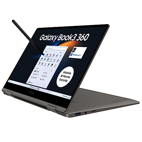 Samsung Galaxy Book3 360 2-in-1 Laptop und Tablet, schwenkbares 13"-Touch-Display, TOUCHSCREEN, AMOLED Intel Core i5-1340P, 8 GB RAM, Windows 11, QWERTZ-Tastatur, Graphite, 3 Jahre Herstellergarantie von Samsung