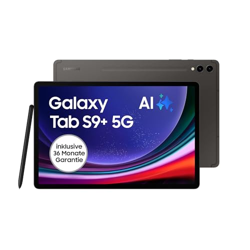 Samsung Galaxy Tab S9+ Android-Tablet, 5G, 512 GB / 12 GB RAM, MicroSD-Kartenslot, Inkl. S Pen, Simlockfrei ohne Vertrag, Graphit, Inkl. 36 Monate Herstellergarantie [Exklusiv bei Amazon] von Samsung