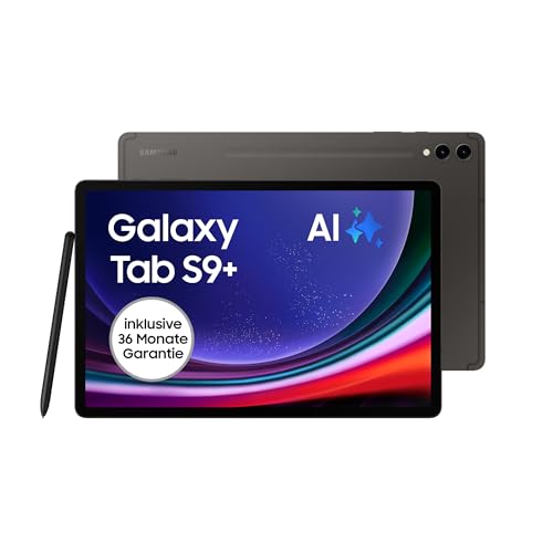 Samsung Galaxy Tab S9+ Android-Tablet, Wi-Fi, 256 GB / 12 GB RAM, MicroSD-Kartenslot, Inkl. S Pen, Simlockfrei ohne Vertrag, Graphit, Inkl. 36 Monate Herstellergarantie [Exklusiv bei Amazon] von Samsung