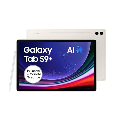 Samsung Galaxy Tab S9+ Android-Tablet, Wi-Fi, 512 GB / 12 GB RAM, MicroSD-Kartenslot, Inkl. S Pen, Simlockfrei ohne Vertrag, Beige, Inkl. 36 Monate Herstellergarantie [Exklusiv bei Amazon] von Samsung
