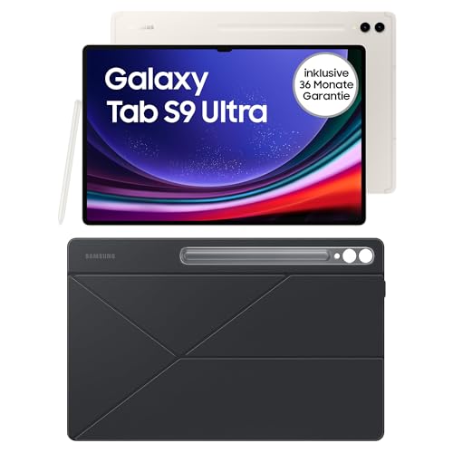 Samsung Galaxy Tab S9 Ultra AI-Android-Tablet, Wi-Fi, 512 GB / 12 GB RAM, MicroSD-Kartenslot, Inkl. S Pen, Simlockfrei ohne Vertrag, Beige+Smart Book Cover, Black von Samsung