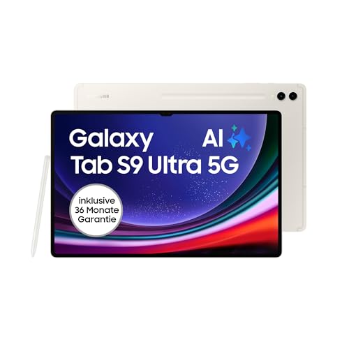 Samsung Galaxy Tab S9 Ultra Android-Tablet, 5G, 512 GB / 12 GB RAM, MicroSD-Kartenslot, Inkl. S Pen, Simlockfrei ohne Vertrag, Beige, Inkl. 36 Monate Herstellergarantie [Exklusiv bei Amazon] von Samsung