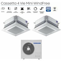 Klimaanlage Samsung Dual Split Inverter Kassette 4-Wege Mini Windfree 12+18 mit AJ068TXJ3KG/EU R-32 12000+18000 Wi-Fi Optional mit Gitter Inklusive von Samsung