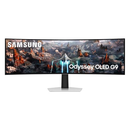 Samsung Odyssey OLED G93SC Curved Gaming Monitor, 49 Zoll, OLED-Panel, 5.120 x 1.440 Pixel, Freesync Premium Pro, Bildwiederholrate 240 Hz, Reaktionszeit 0,03 ms (G/G), Bildschirmkrümmung 1.800R Samsung Odyssey OLED G93SC Curved Gaming Monitor, 49 Zoll, OLED-Panel, 5.120 x 1.440 Pixel, Freesync Premium Pro, Bildwiederholrate 240 Hz, Reaktionszeit 0,03 ms (G/G), Bildschirmkrümmung 1.800R von Samsung