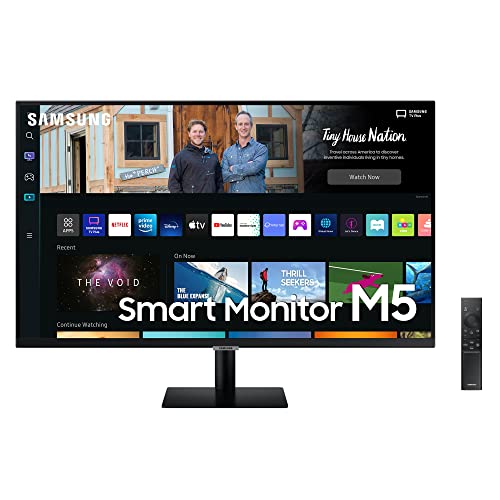 Samsung M5 Monitor S27BM500EU, 27 Zoll, VA-Panel, Bildschirm mit Lautsprechern, Full HD-Auflösung, Bildwiederholrate 60 Hz, 3-seitig fast rahmenloses Design,Smart TV Apps mit Fernbedienung, Schwarz von Samsung
