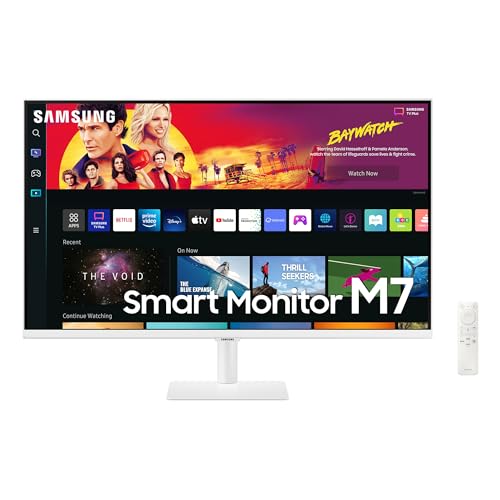 Samsung M7 Smart Monitor S32BM701UU, 32 Zoll, VA-Panel, Bildschirm mit Lautsprechern, 4K UHD-Auflösung, Bildwiederholrate 60 Hz, 3-seitig fast rahmenloses Design, TV Apps mit Fernbedienung von Samsung