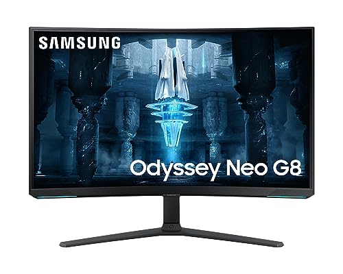 Samsung Odyssey Neo G8 Gaming Monitor S32BG850NP, 32 Zoll, VA-Panel, 4K UHD-Auflösung, AMD FreeSync Premium Pro, 1 ms Reaktionszeit, Bildwiederholrate 240 Hz, Front, Schwarz, Rückseite, Weiß von Samsung