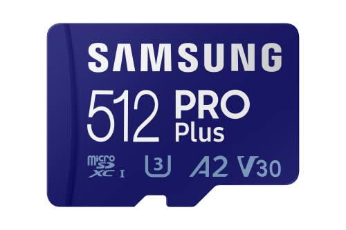 Samsung PRO Plus microSD-Karte, 512 GB, UHS-I U3, Full HD & 4K UHD, 160 MB/s Lesen, 120 MB/s Schreiben, Speicherkarte für Smartphone, Drohne oder Action-Cam, Inkl. USB-Kartenleser, MB-MD512KB/WW von Samsung