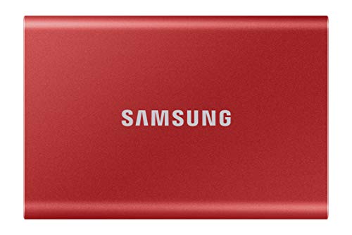 Samsung Portable SSD T7, 500 GB, USB 3.2 Gen.2, 1.050 MB/s Lesen, 1.000 MB/s Schreiben, Externe SSD Festplatte für Mac, PC, Smartphone und Spielkonsole, Rot, MU-PC500R/WW von Samsung