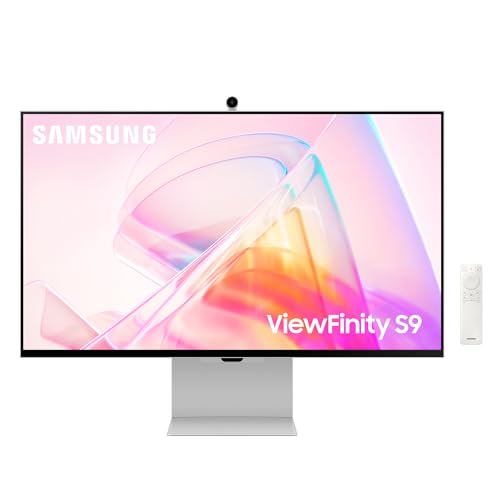 Samsung ViewFinity S90PC High Resolution 5K-PC-Monitor 27 Zoll, Thunderbolt 4, DisplayPort, Mattes Display, 4K-Slimfit-Kamera, Schlankes Metall-Design, AirPlay, Smart TV, Gaming Hub, LS27C902PAUXEN von Samsung