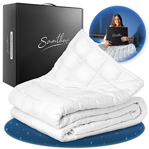 Samthus Gewichtsdecke 155x220cm 9kg Oeko-Tex Zertifiziert - Entspannungsdecke 100% Baumwolle - Schwere Anti-Stress & Therapiedecke - Besser schlafen mit unserer schweren Bettdecke - Weighted Blanket von Samthus