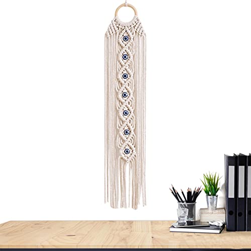 Samuliy Böser Blick Makramee Wandbehang | Gewebter Makramee Wandteppich mit langen Quasten und Kristall - Traumfänger Makramee Wandbehang Boho Tapisserie Groß Boho Wandbehang von Samuliy