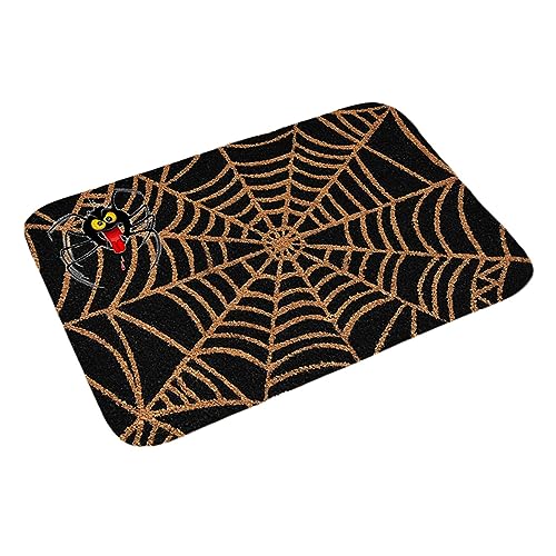 Samuliy Halloween Haustür Decke - Dekorative Spinnennetz Boden Tür Teppich - Waschbar Halloween Dekoration Willkommen Matte für Küche, Treppe, Schlafzimmer, Wohnzimmer & Badezimmer von Samuliy