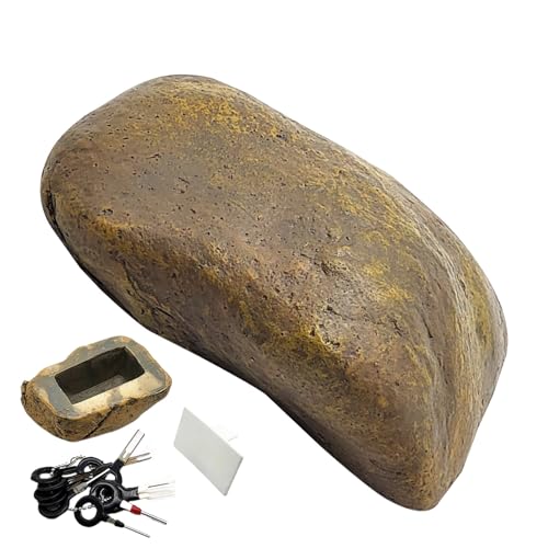 Stein Schlüsselversteck - Simulierter Steinschlüsselkasten - Schlüsselkasten Aus Stein Im Freien - Wasserdichter Fake Rock Key Hiders Lock Box Kunststein Schlüsseletui Aus Kunstharz von Samuliy