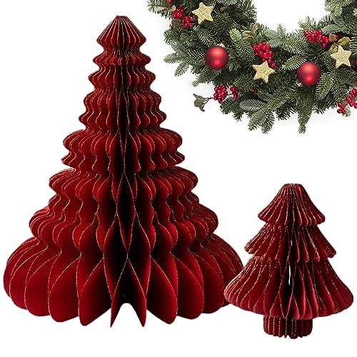 Wabenpapier Weihnachtsbaum - Papier Aufsteller Weihnachten Baumschmuck - 2 Stück Deko Weihnachten - Table Center Handgemachter Baum Für Weihnachtsfeier Herzstück Ornament Fenster Baumdekor von Samuliy