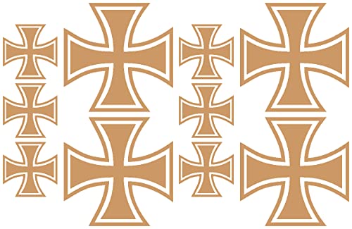 Samunshi® 10x Aufkleber Eisernes Kreuz im Set Bogen26x17cm hellbraun von Samunshi