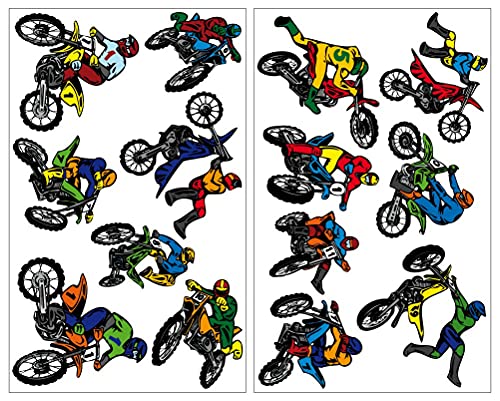 Samunshi® 14-teiliges Wandtattoo Motocross Set Wandbilder Kinderzimmer Deko Junge Wandtattoo Kinderzimmer Mädchen Wandsticker 2x 41x66cm von Samunshi