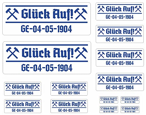 Samunshi® 14x Aufkleber 'Glück Auf! GE-04-05-1904' | Schalke Gelsenkirchen Gründungsjahr | Auto Motorrad Fahrrad Laptop Sticker | weiß-blau 20cm Set von Samunshi