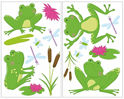 Samunshi® 16x Wandtattoo Frosch Teich Set Wandbilder Kinderzimmer Deko Junge Wandtattoo Kinderzimmer Mädchen Wandsticker Kinderzimmer 2x 33x52cm von Samunshi